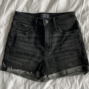 Gray High Rise Denim Shorts
